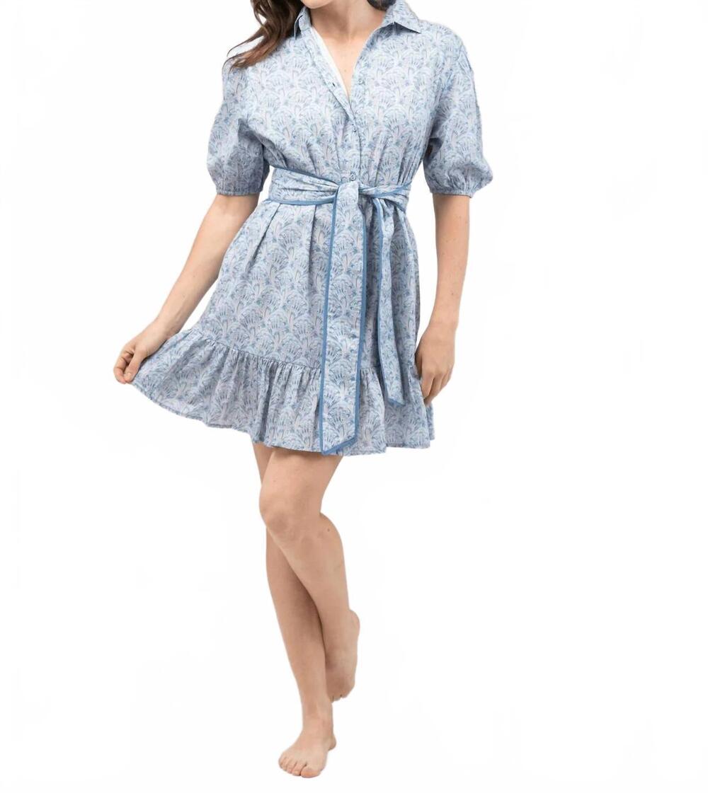 NEW BEAU & RO monica mini dress in blue swirl